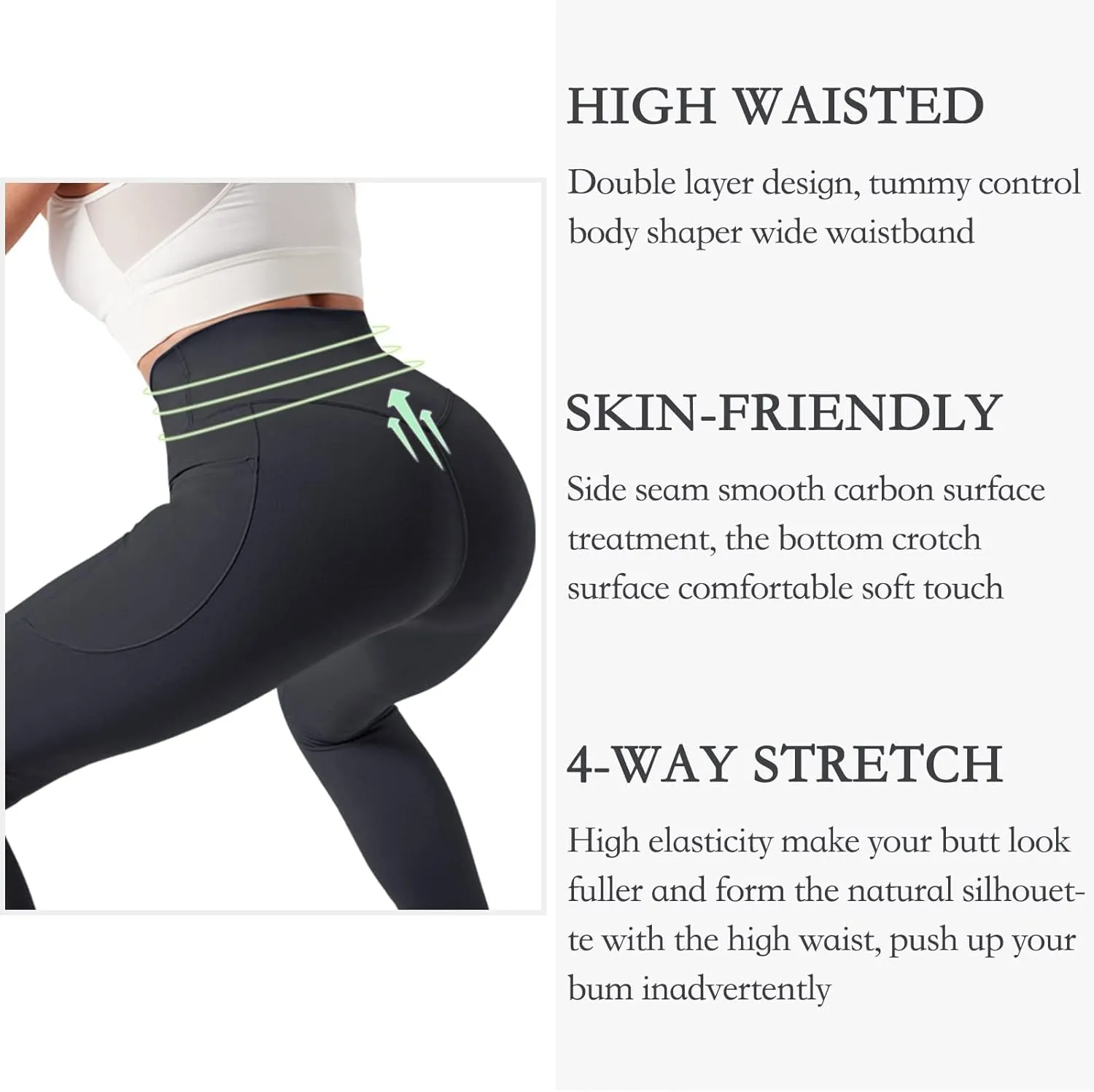 ALWAYSONE Yoga Leggings for Women High Waisted Tummy Control Yoga Pants Workout Leggings with Pockets Athletic Sports Gym