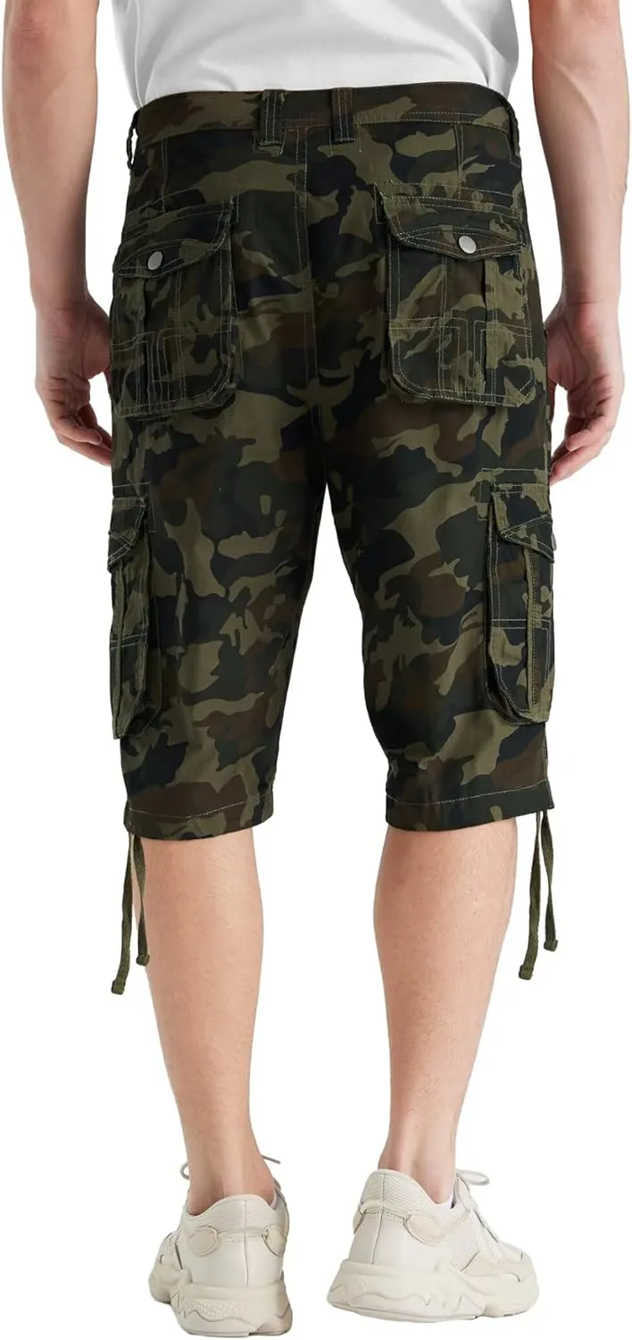 BEST SOUTH Men's Long Cargo Shorts Casual Below Knee 13 Inches Capri Shorts Relaxed Fit with Pockets