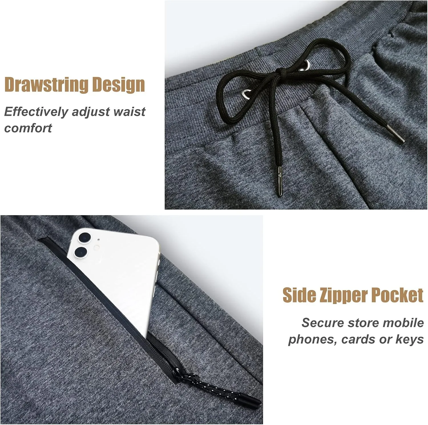 BUXKR Mens Workout Shorts 5 Inch Quick Dry Gym Shorts for Men Athletic Running Shorts with Zipper Pockets