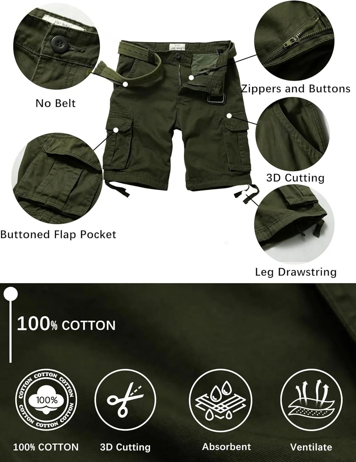 Camo Cargo Shorts for Men Cotton Casual Wild Outdoor Work Relaxed Fit Shorts with Multi-Pockets