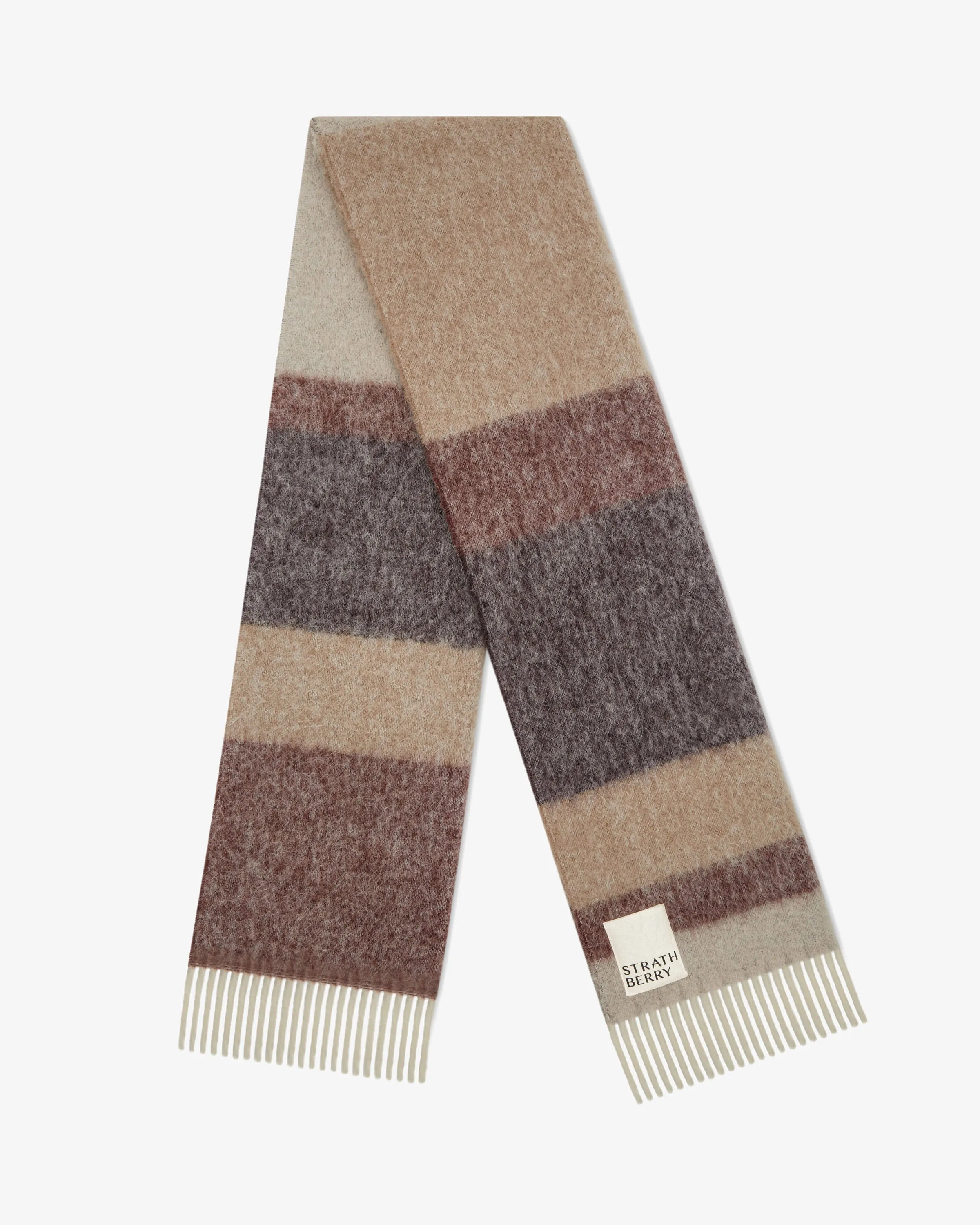 Coll Stripe Mohair Blend Scarf - Chocolate Mix