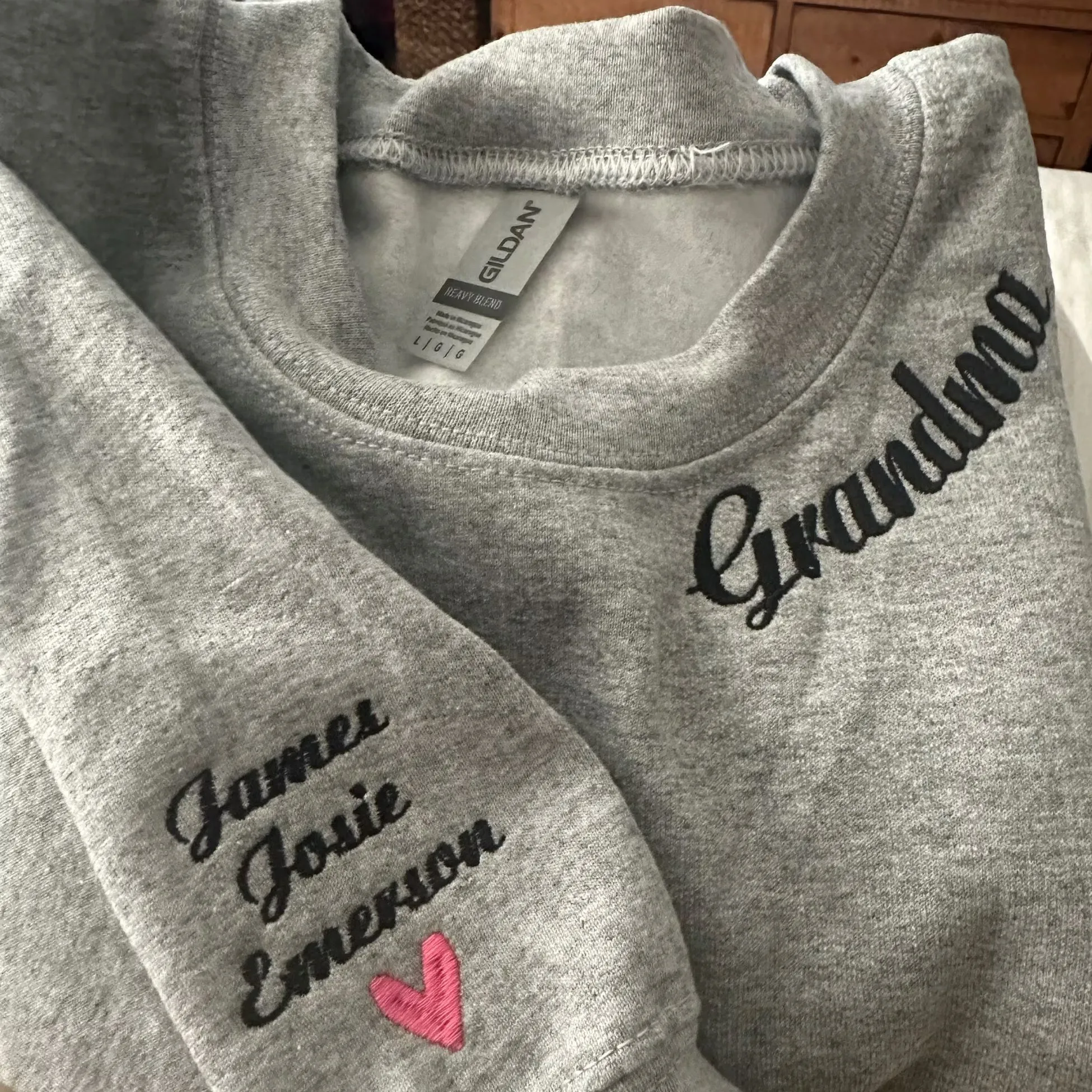 Custom Embroidered Grammie Sweatshirt with Names on Sleeve, Personalized Gift for Grammie