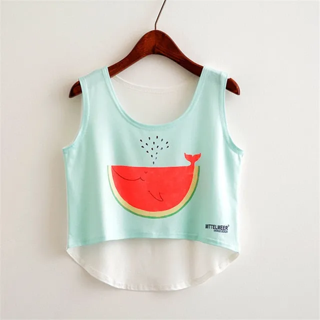 Cute Food Printed Harajuku Crop Top Shirt