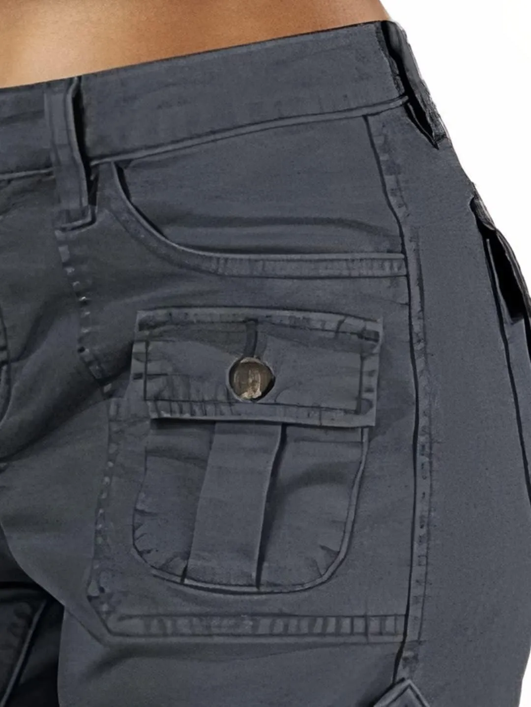 Flamingals Women's Cargo Shorts Mid Waist Trendy Summer Hiking Shorts with Flat Pocket for Women
