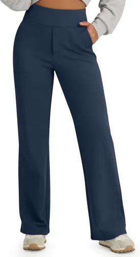 G4Free Fleece Lined Pants Women High Waisted Wide Leg Pants Winter Warm Thermal Sweatpants with Pockets 29"/31"/33"