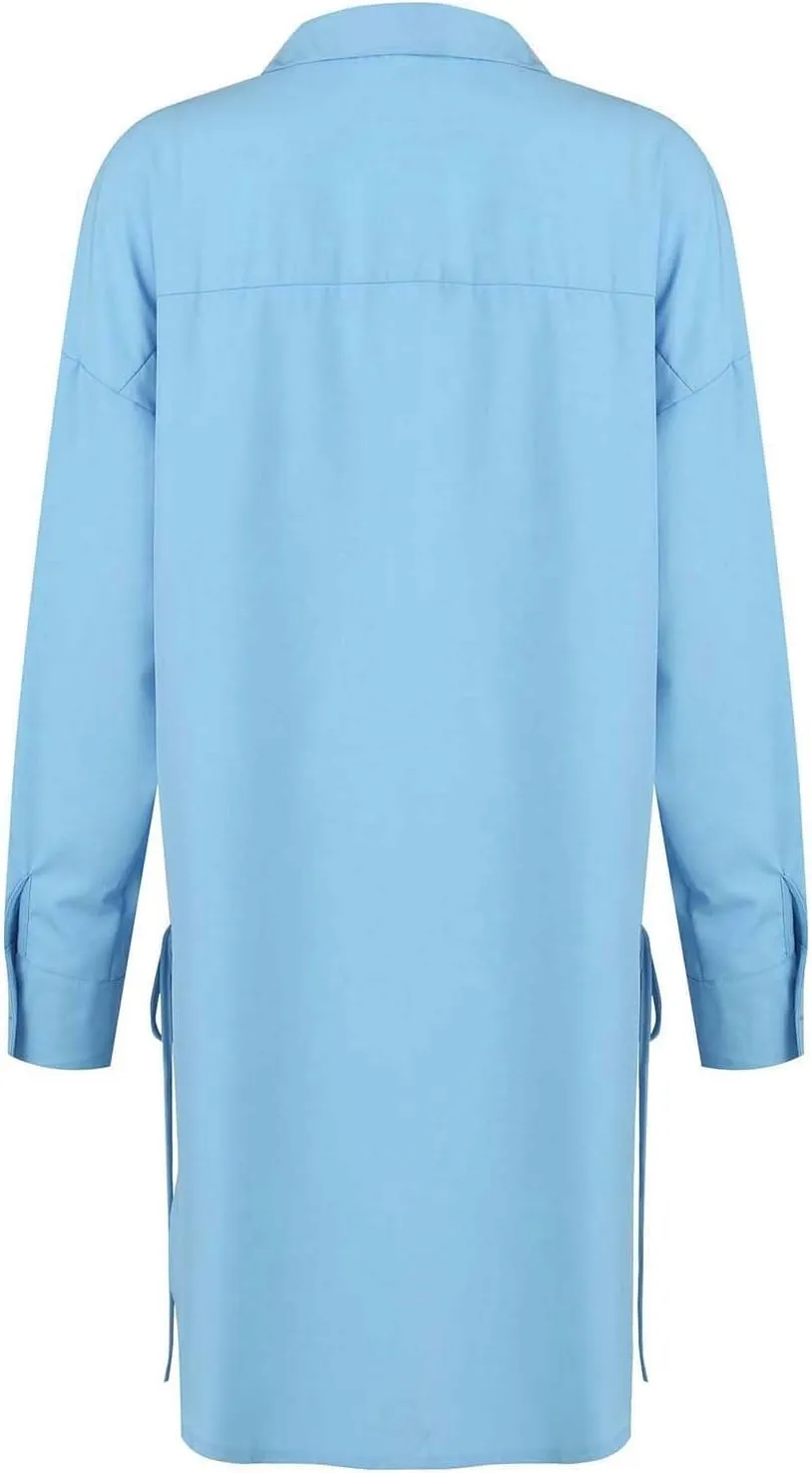 Generic Womens Long Sleeve Blouses Fashion Casual Solid/Printed Blouses & Button-Down Shirts Lapel Loose Type Womens Tops
