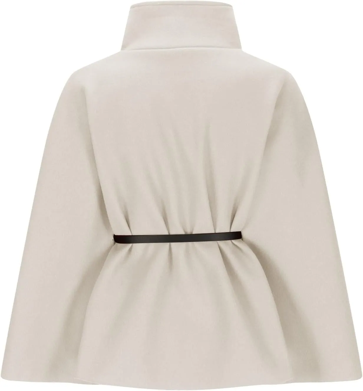 HGps8w Winter Coats for Women Elegant Stand Collar Wool Blend Batwing Poncho Cape Jacket Outerwear with Belt