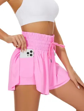 High Waist Flowy Athletic Shorts for Women Butterfly Shorts High Rise Workout Gym Shorts