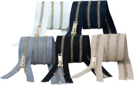 HKK #5 28 inch 5PCS Zipper Replacement for Leather Jackets, Coats, Sewing, DIY & Crafts, Metal Separating Zipper, Heavy Duty with Gold Teeth 5 Colors: Black, White, Ash Grey, Blue, Beige (28" Copper)