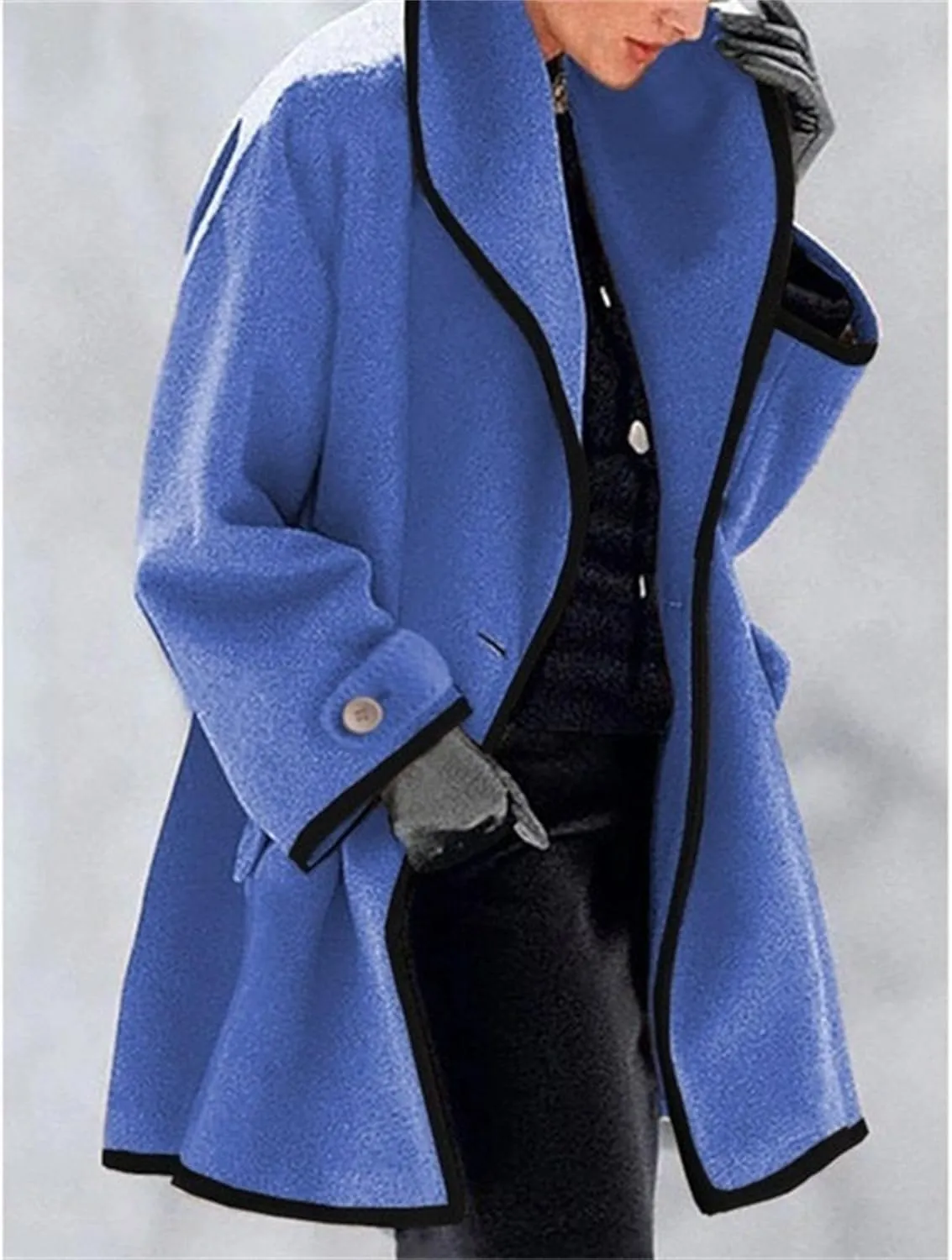Maiyifu-GJ Womens Wool Blend Coat Single Breasted Trench Jackets with Hood Winter Casual Shawl Collar Overcoat Outerwear