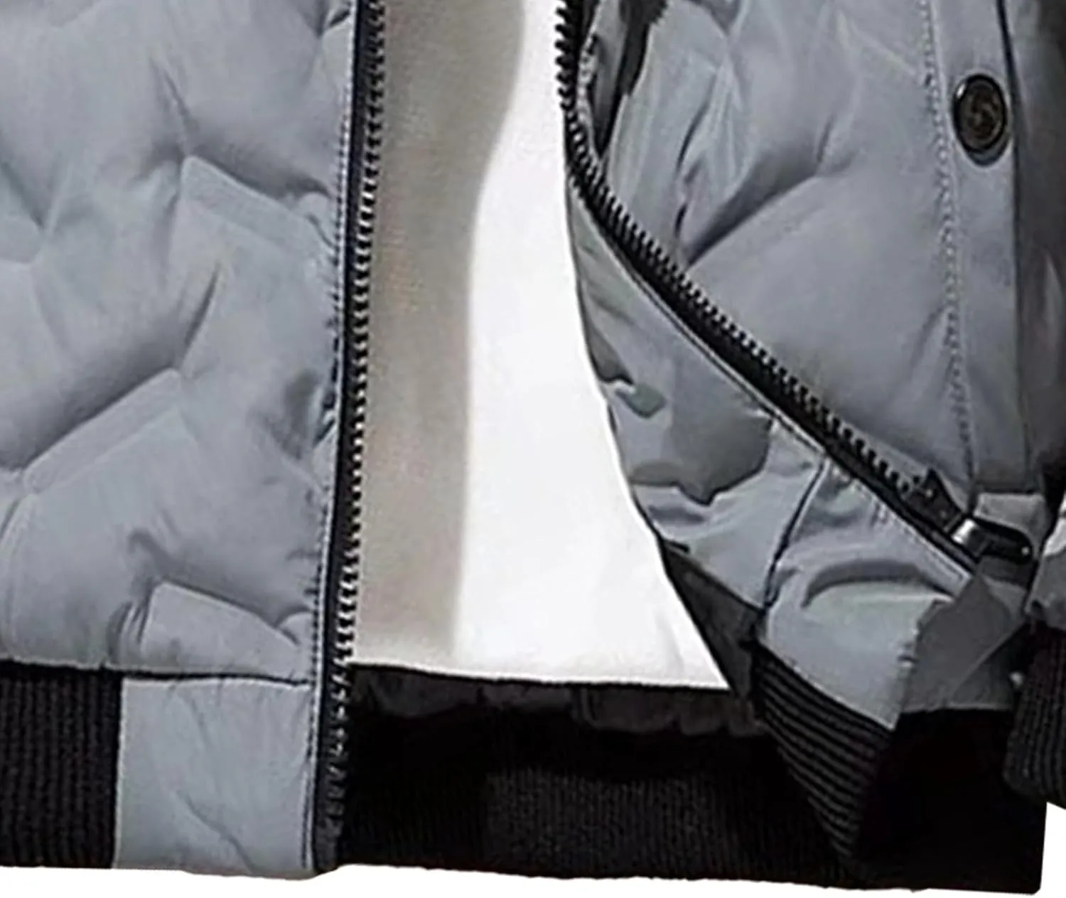 Men's Camo Quilted Bomber Jacket Winter Rib Varsity Baseball Jacket Lightweight Windproof Warm Padded Coats