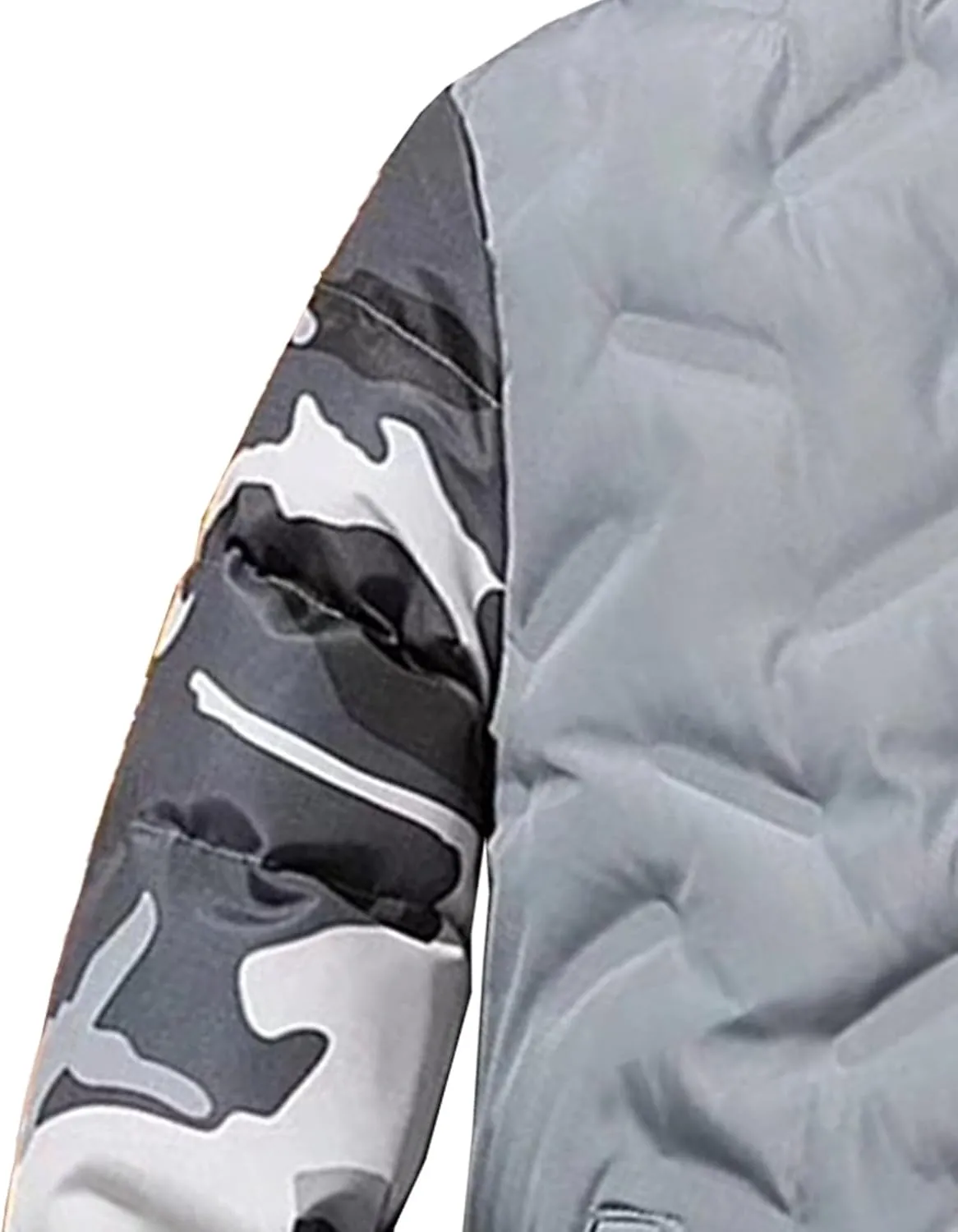 Men's Camo Quilted Bomber Jacket Winter Rib Varsity Baseball Jacket Lightweight Windproof Warm Padded Coats