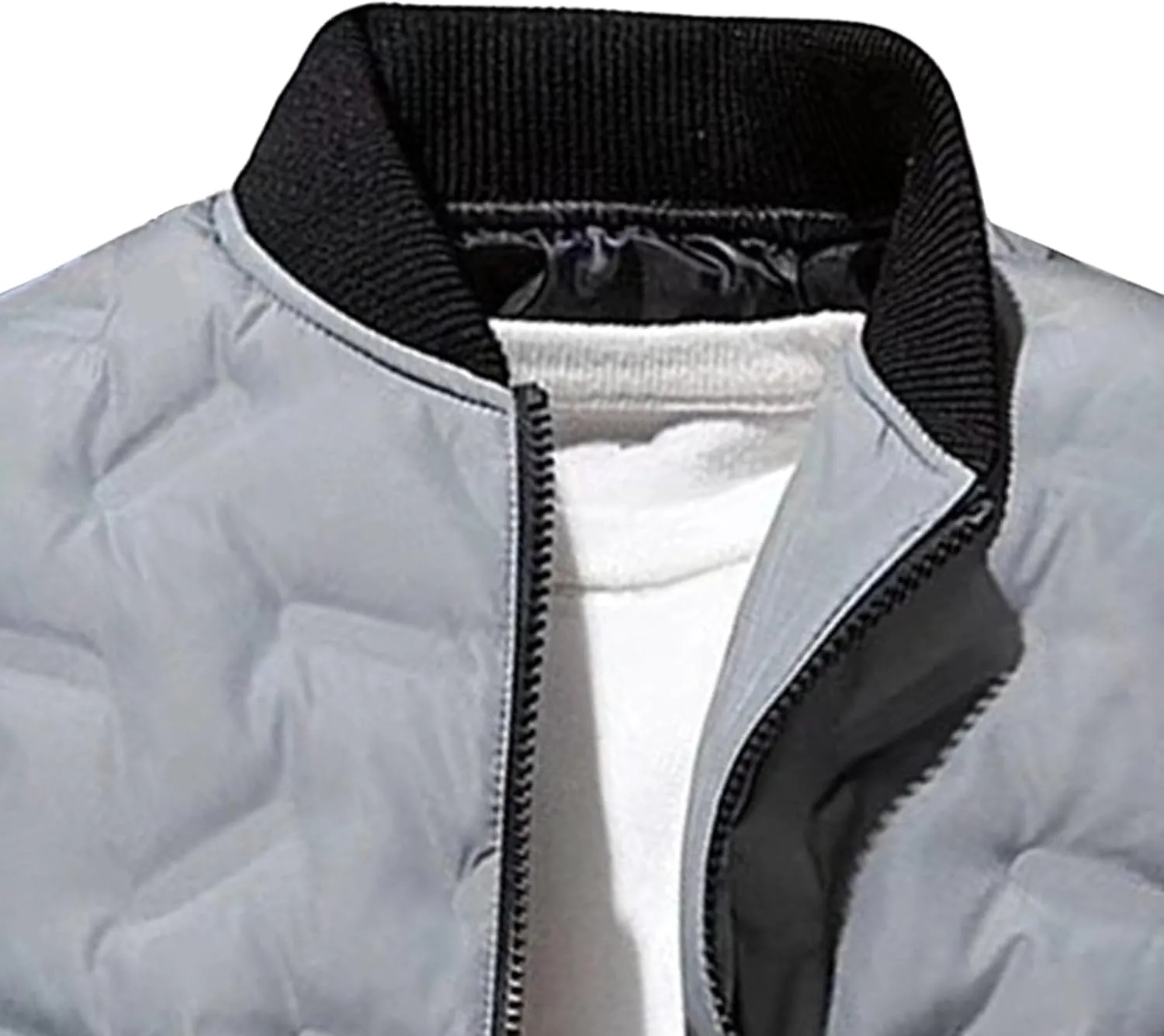 Men's Camo Quilted Bomber Jacket Winter Rib Varsity Baseball Jacket Lightweight Windproof Warm Padded Coats