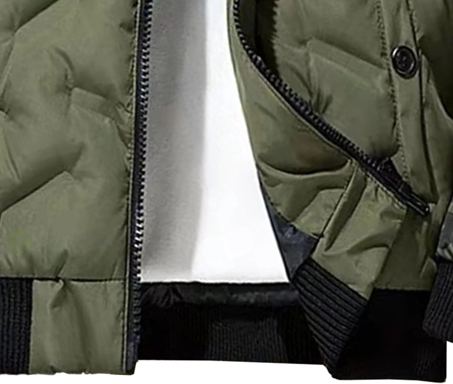 Men's Camo Quilted Bomber Jacket Winter Rib Varsity Baseball Jacket Lightweight Windproof Warm Padded Coats
