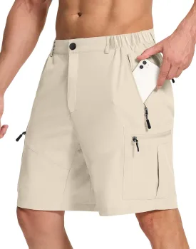 Mens Hiking Cargo Shorts with 6 Zipper Pockets 9" Quick-Dry Lightweight Short for Golf Casual Fishing