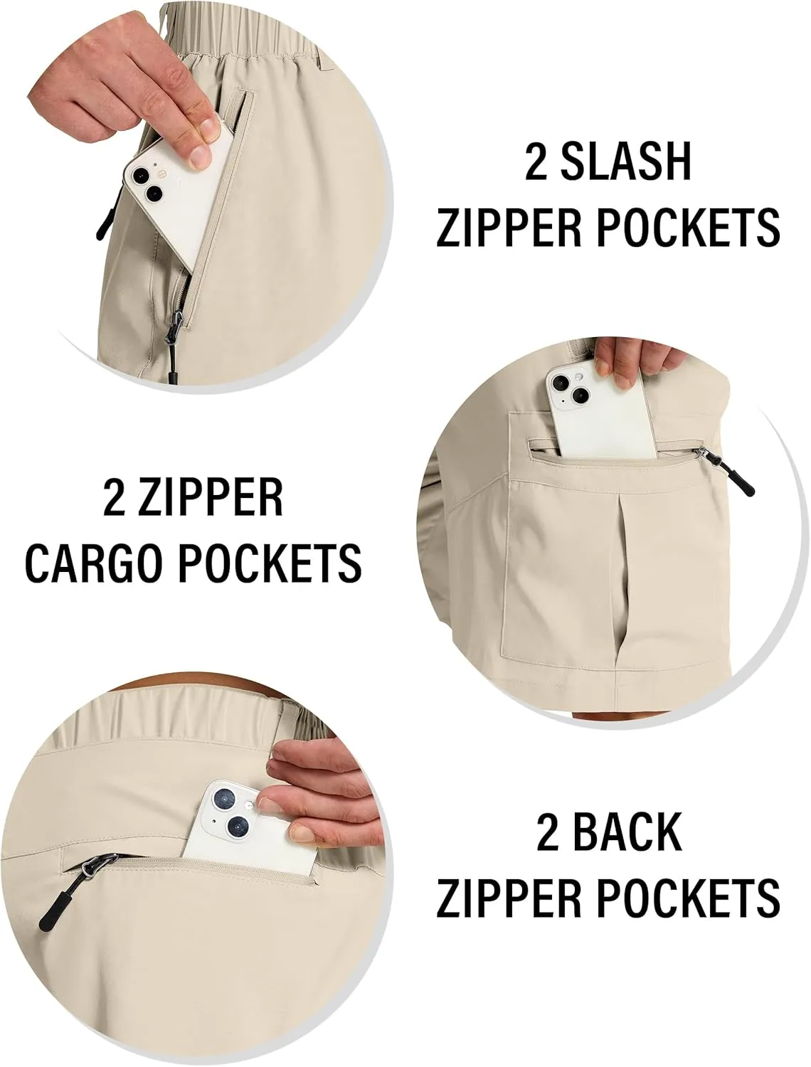 Mens Hiking Cargo Shorts with 6 Zipper Pockets 9" Quick-Dry Lightweight Short for Golf Casual Fishing