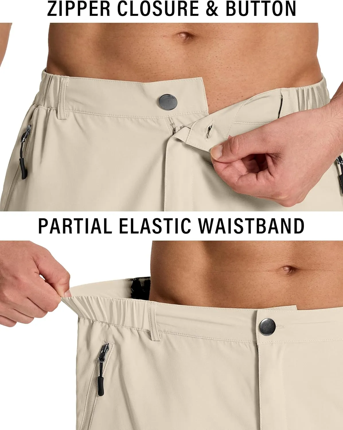 Mens Hiking Cargo Shorts with 6 Zipper Pockets 9" Quick-Dry Lightweight Short for Golf Casual Fishing
