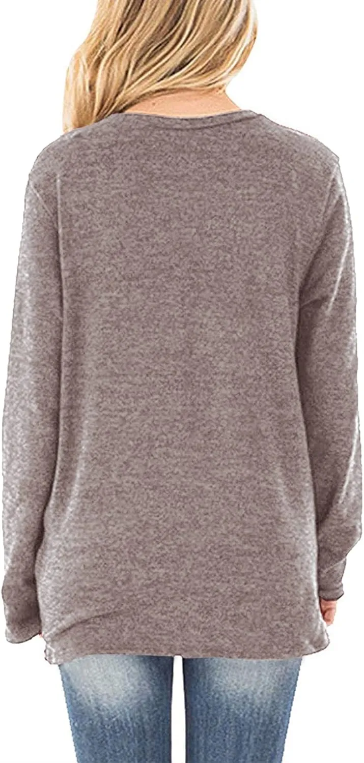 NIASHOT Womens Long Sleeves Tops V Neck Casual Fall Sweaters Shirts