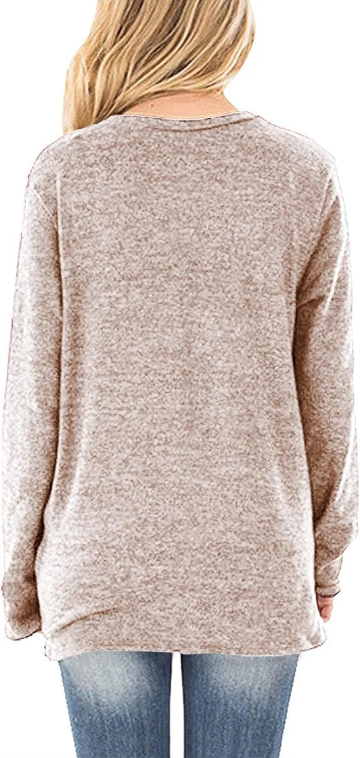 NIASHOT Womens Long Sleeves Tops V Neck Casual Fall Sweaters Shirts