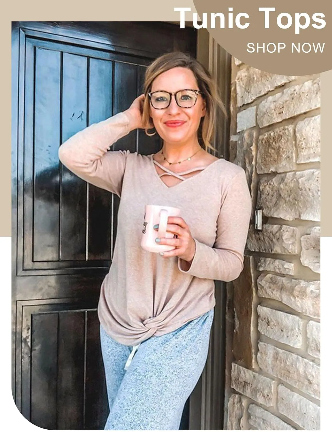 NIASHOT Womens Long Sleeves Tops V Neck Casual Fall Sweaters Shirts