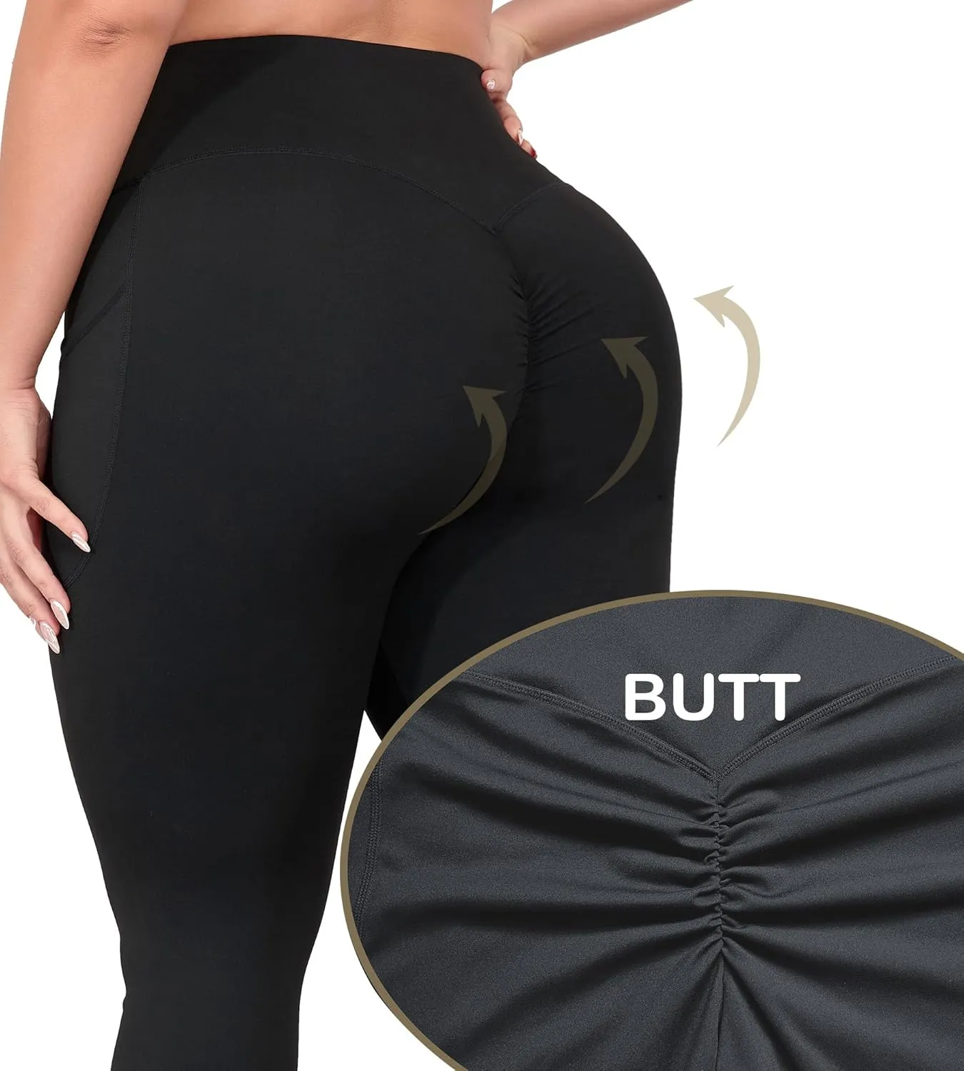 Plus Size Butt Lifting Leggings with Pockets for Women, L-5XL Yoga Pants Tummy Control, High Waist Workout Leggings