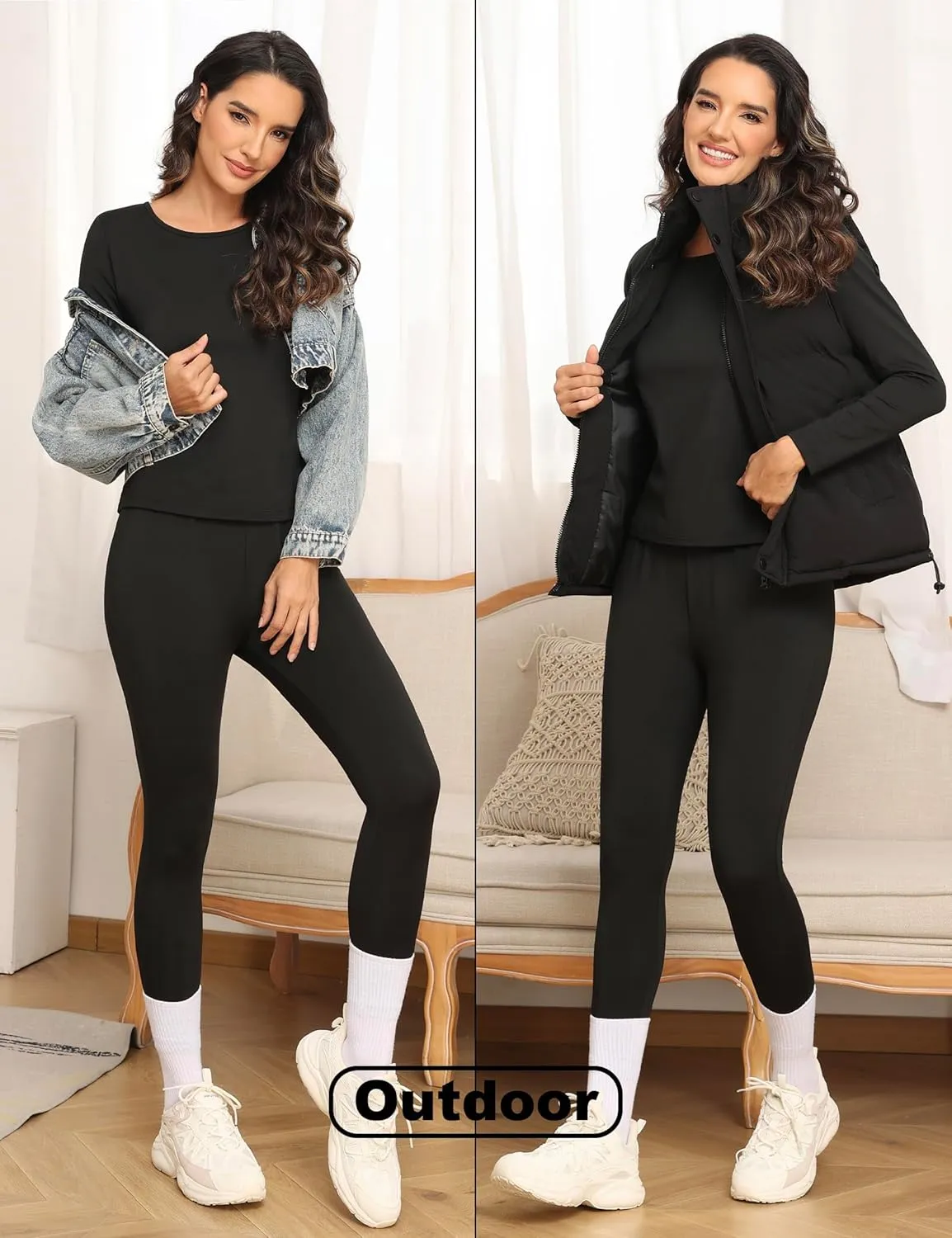 Thermal Underwear for Women Set Long Johns Fleece Lined Soft Cold Weather Warm Base Layer Winter Pajamas Top Bottom